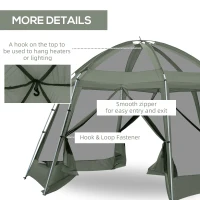 Outsunny Tenda da Campeggio a 2 Ingressi per 6-8 Persone con Borsa, Funi e Picchetti, 493x493x240 cm, Verde(m-6)