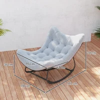 Outsunny Rattan Schommelstoel Tuinbank met Stalen Frame en Kussen Schommelbank 98 x 111 x 74 cm Grijs(m-3)