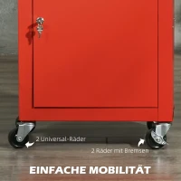 DURHAND 2-in-1 Gereedschapswagen, mobiel, 3 laden, gereedschapsbord, stalen behuizing, 46L x 28B x 94H cm, Rood(m-6)