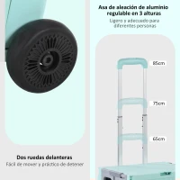 HOMCOM Carrito para Supermercado con 2 Ruedas Longitud de Mango Ajustable Capacidad 32 Litros 41,5x32,5x85 cm Verde(m-6)