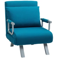 HOMCOM 4-in-1 Faux Suede Chair Bed - Blue(m-1)