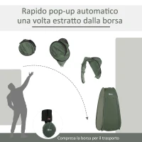 Outsunny Tenda da Doccia Pop Up Impermeabile in Poliestere e Plastica, 100x100x185 cm, Verde Militare(m-3)