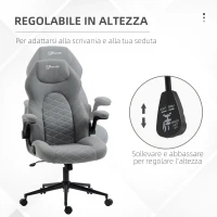 Vinsetto Sedia da Ufficio Ergonomica e Reclinabile ad Altezza Regolabile, 65.5x69.5x112-122 cm, Grigio Chiaro(m-4)