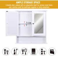 kleankin Wall-mounted Bathroom Cabinet Mirror Door Organiser Storage Shelves Living Room White(m-6)