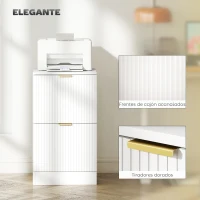 HOMCOM Cajonera de Escritorio con 2 Cajones Frentes Acanalados Mueble Archivador para Tamaño A4 o Carta 40x40x71 cm Blanco(m-7)