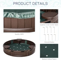 Outsunny Sand Pit Kids Outdoor Plastic Round Sandbox w/ Water-Resistant Oxford Cover Bottom Fabric Liner for 3-12 years Brown(m-6)