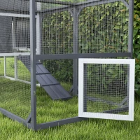 PawHut Kippenhok met uitloop voor 3-4 kippen, 3-delige nestkast, 1,9 m² oppervlakte, vurenhout, Grijs(m-9)