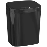 HOMCOM Cubo de Basura Cocina Automático 15 L con Sensor Infrarrojo y Modo Manual Anillo de Retención Antihuellas Negro(m-1)