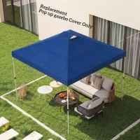 Outsunny Gazebo Roof Replacement UV50+ Waterproof Pop Up Canopy Cover with 8 Drainage Holes 3 x 3 m Blue(m-8)