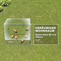 PawHut Freilaufgehege Verzinkter Stahl Hühnerstall mit wetterfester UV-Dachabdeckung abschließbarer Tür 2x2x2 m Silber(m-4)