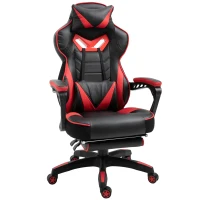 Vinsetto Silla Gaming Ergonómica Silla de Escritorio de Oficina Regulable en Altura Reclinable Respaldo 65x70x118,5-128,5cm Rojo(m-1)