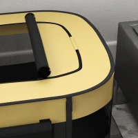 PawHut Parque Dobrável para Animais de Estimação Parque para Filhotes em Tecido Oxford com Janelas e Portas Bolso de Armazenamento Amarelo(m-6)