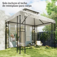 Outsunny Toldo de Recambio 4x3 m con Techo Doble Orificios de Drenaje y Protección UV Solo Toldo NO Incluye Marco Crema(m-9)