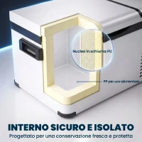 Outsunny Frigo Portatile Elettrico 20L con Maniglia e Schermo LCD, in Acciaio Zincato, 61x32x28.5 cm, Bianco(m-6)