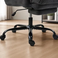 HOMCOM Bureaustoel met verstelbare rugleuning, verrijdbare gestoffeerde stoel, fauteuil, in hoogte verstelbaar, staal, donkergrijs(m-12)