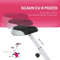 SPORTNOW Bicicletă Fitness Pliabil Magnetică a 8 Niveluri Con Afișaj Roz E Alb(m-6)