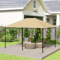 Outsunny Toile de remplacement pour pavillon tonnelle tissu polyester haute densité 180 g/m² anti-UV 3 x 4 m(m-8)