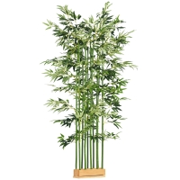 HOMCOM Bambú Artificial con Maceta de Madera Planta Artificial de Decoración para Interior 35x10x180 cm Verde