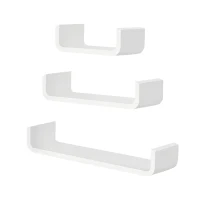 HOMCOM Floating Shelves, Set of 3 Wall Shelf, Shelves for Wall Invisible Mounting, Bedroom Living Room, White(m-1)