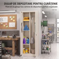 HOMCOM Dulap Mobil Înalt pentru Scule cu Bară pentru Haine, Înalt, Alb Crem(m-4)