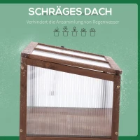 Outsunny Verhoogd frame van hout koude kas kruidenbed voor tuin balkon bruin hout pc-plaat(m-6)