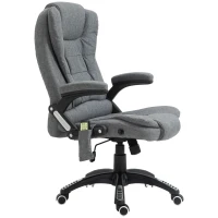 Vinsetto® kantoorstoel massagestoel draaistoel in hoogte verstelbaar 130° hoek linnen grijs 67 x 85 x 116 cm(m-10)