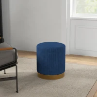 HOMCOM Soft Padded Corduroy Footstool - Dark Blue(m-7)