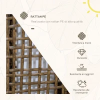 Outsunny Lampada Solare da Giardino con Pannello di Ricarica, in Acciaio e Rattan, 15.5x15.5x46 cm, Nero e Marrone(m-4)