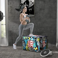 SPORTNOW Plyo Box 3 Înălțimi, Cutie Salt Antiderapantă pentru Casă și Sală de Sport, 76x61x51cm, Multicolor(m-10)
