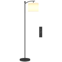 HOMCOM Vloerlamp met verstelbaar licht, voetschakelaar, afstandsbediening, metaal, zwart(m-11)