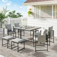 Outsunny Nine-Piece Steel Frame Garden Dining Set - Dark Grey(m-10)