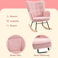 HOMCOM Schommelstoel in retro design, relaxfauteuil, massief hout, roze(m-5)
