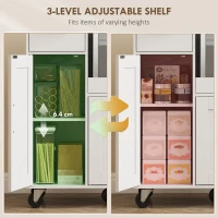 HOMCOM Rolling Kitchen Cart, Microwave Cabinet with Sliding Tray, Drawer, 3-Door Cupboards, Adjustable Shelf, White(m-5)