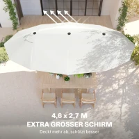 Outsunny dubbele parasol XXL Staal Polyester voor strand en tuin, ideaal voor gezin, Beige(m-4)