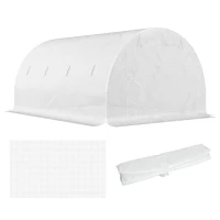 Outsunny Telo Serra in PE con 8 Finestre, Porta Avvolgibile e Bordi Interrati, 4x3x2 m, Bianco(m-11)