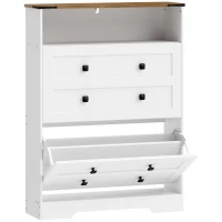 HOMCOM Shoe Cabinet with 2 Flip Drawers, Narrow Shoe Storage Cabinet, White(m-1)