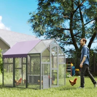 PawHut Kippenren, kippenhok met waterdicht dak, 2 nestkasten, 2 zitstokken, voor 6-8 kippen, ca. 1,7 x 1,8 x 1,8 m(m-2)