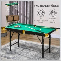 SPORTNOW Biljarttafel, inklapbaar, verstelbare hoogte, incl. driehoek/2 keus/16 ballen, Groen(m-5)