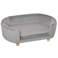 PawHut Sofá para Perros Pequeños con Patas de Madera Funda Lavable y Cojín Desmontable 86x55x33 cm Gris Claro(m-11)