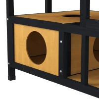 PawHut Kattenhuis, Kattenparadijs met Platformen, Hangbrug en Kattenholen, Geschikt voor tot 2 Katten, Hout(m-10)