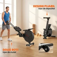 SPORTNOW Aparat de Vâslit Magnetic Pliabil, 16 Niveluri de Rezistență, Negru(m-6)