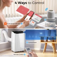 HOMCOM 14000 BTU 5-in-1 Portable Air Conditioner with Cool, Heat, Dehumidifier, Fan, Sleep, WiFi Voice Control, White(m-6)