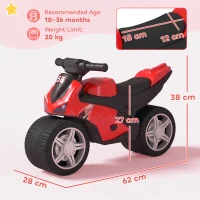 AIYAPLAY Balance Bike with Music Extra-Wide Wheels Toddler Bike for Boys Girls Red(m-3)