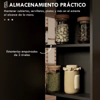 HOMCOM Mesa de Cocina Plegable con Ruedas 2 Estantes de Almacenaje y 2 Alas Abatibles Estilo Moderno 75x140x74 cm Natural(m-5)