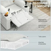 HOMCOM Poltrona Relax Reclinável Elétrica com Função Memória Apoio para Pés Controlo Remoto e Porta USB 94x90x105 cm Creme(m-5)