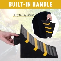 HOMCOM 2 PCs Rubber Wheel Chocks Heavy Duty Blocks for Vehicles, Cars, Caravan, Trailer with Handle 25L x 16W x 19H cm(m-7)