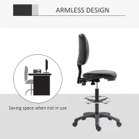 Vinsetto Tabouret à roulettes réglable en hauteur 69-91 cm avec dossier inclinable et repose-pieds réglable(m-7)