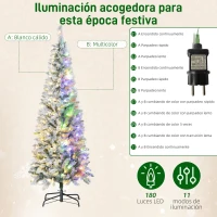 HOMCOM Árbol de Navidad Estrecho 180 cm con Luces LED Bicolores 11 Modos de Iluminación 479 Ramas Verde(m-5)