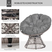 Outsunny Papasan fauteuil met bekleding rieten fauteuil 360 graden rotan grijs(m-6)