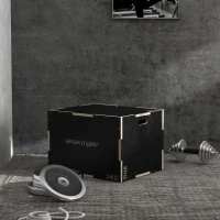 SPORTNOW Box pliometric cu 3 înălțimi din lemn antiderapant, 76-61-51 cm, negru(m-10)